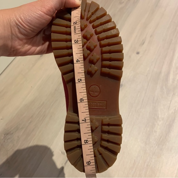 Timberland Youth Pink Red Rose Lace Up Waterproof Boots Size 1 - Picture 10 of 11